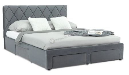 Duże podwójne łóżko z zagłówkiem tapicerowanym Trent ciemny szary 180x200cm